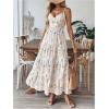 image:imageGORGLITTER Womens Floral Boho Maxi Dress Tiered Ruffle Spaghetti Strap Casual Summer Vacation Long DressesApricot
