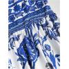 image:imageGORGLITTER Womens Floral Bow Tie Shoulder Maxi Dress Smocked Tiered Ruffle Sundress Boho Casual Beach Long DressesBlue