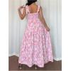 image:imageGORGLITTER Womens Floral Bow Tie Shoulder Maxi Dress Smocked Tiered Ruffle Sundress Boho Casual Beach Long DressesPink