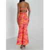 image:imageGORGLITTER Womens Floral Dress Strapless Tube Open Back Bodycon Boho Summer Wedding Guest Vacation Beach Maxi DressesOrange