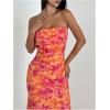 image:imageGORGLITTER Womens Floral Dress Strapless Tube Open Back Bodycon Boho Summer Wedding Guest Vacation Beach Maxi DressesOrange