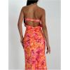 image:imageGORGLITTER Womens Floral Dress Strapless Tube Open Back Bodycon Boho Summer Wedding Guest Vacation Beach Maxi DressesOrange