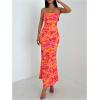 image:imageGORGLITTER Womens Floral Dress Strapless Tube Open Back Bodycon Boho Summer Wedding Guest Vacation Beach Maxi DressesOrange