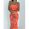 image:imageGORGLITTER Womens Floral Dress Strapless Tube Open Back Bodycon Boho Summer Wedding Guest Vacation Beach Maxi DressesOrange