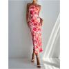 image:imageGORGLITTER Womens Floral Dress Strapless Tube Open Back Bodycon Boho Summer Wedding Guest Vacation Beach Maxi DressesPink