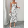 image:imageGORGLITTER Womens Floral Fishtail Midi Dresses Tie Shoulder Spaghetti Strap Summer Casual Vacation Beach Sun DressesBlack and White