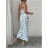 image:imageGORGLITTER Womens Floral Fishtail Midi Dresses Tie Shoulder Spaghetti Strap Summer Casual Vacation Beach Sun DressesBlue and White