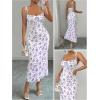 image:imageGORGLITTER Womens Floral Fishtail Midi Dresses Tie Shoulder Spaghetti Strap Summer Casual Vacation Beach Sun DressesPurple