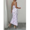 image:imageGORGLITTER Womens Floral Fishtail Midi Dresses Tie Shoulder Spaghetti Strap Summer Casual Vacation Beach Sun DressesPurple
