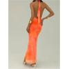image:imageGORGLITTER Womens Floral Halter Bodycon Maxi Dress Backless Sleeveless Summer Wedding Guest Birthday Formal SundressesOrange