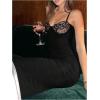 image:imageGORGLITTER Womens Floral Lace Sexy Cocktail Dress Spaghetti Strap Backless Bodycon Maxi DressesBlack