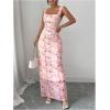 image:imageGORGLITTER Womens Floral Maxi Dress Ruched Mesh Sleeveless Cocktail Party Wedding Guest Bodycon DressesPink