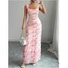 image:imageGORGLITTER Womens Floral Maxi Dress Ruched Mesh Sleeveless Cocktail Party Wedding Guest Bodycon DressesPink