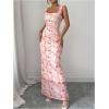 image:imageGORGLITTER Womens Floral Maxi Dress Ruched Mesh Sleeveless Cocktail Party Wedding Guest Bodycon DressesPink
