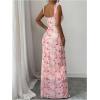 image:imageGORGLITTER Womens Floral Maxi Dress Ruched Mesh Sleeveless Cocktail Party Wedding Guest Bodycon DressesPink