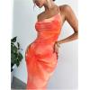 image:imageGORGLITTER Womens Floral Mesh Open Back Fishtail Maxi Dresses Summer Vacation Birthday Wedding Guest Dinner Long DressOrange