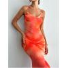 image:imageGORGLITTER Womens Floral Mesh Open Back Fishtail Maxi Dresses Summer Vacation Birthday Wedding Guest Dinner Long DressOrange