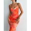 image:imageGORGLITTER Womens Floral Mesh Open Back Fishtail Maxi Dresses Summer Vacation Birthday Wedding Guest Dinner Long DressOrange