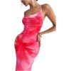 image:imageGORGLITTER Womens Floral Mesh Open Back Fishtail Maxi Dresses Summer Vacation Birthday Wedding Guest Dinner Long DressPink Floral