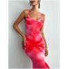 image:imageGORGLITTER Womens Floral Mesh Open Back Fishtail Maxi Dresses Summer Vacation Birthday Wedding Guest Dinner Long DressPink Floral