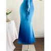 image:imageGORGLITTER Womens Floral Ombre Boho Maxi Dresses Halter Starfish Sunset Vacation Beach Cocktail Fishtail SundressDark Blue