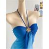 image:imageGORGLITTER Womens Floral Ombre Boho Maxi Dresses Halter Starfish Sunset Vacation Beach Cocktail Fishtail SundressDark Blue