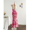 image:imageGORGLITTER Womens Floral Ombre Boho Maxi Dresses Halter Starfish Sunset Vacation Beach Cocktail Fishtail SundressPink Floral
