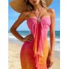 image:imageGORGLITTER Womens Floral Ombre Boho Maxi Dresses Halter Starfish Sunset Vacation Beach Cocktail Fishtail SundressPink and Orange