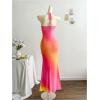 image:imageGORGLITTER Womens Floral Ombre Boho Maxi Dresses Halter Starfish Sunset Vacation Beach Cocktail Fishtail SundressPink and Orange