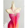 image:imageGORGLITTER Womens Floral Ombre Boho Maxi Dresses Halter Starfish Sunset Vacation Beach Cocktail Fishtail SundressPink and Orange