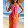 image:imageGORGLITTER Womens Floral Ombre Boho Maxi Dresses Halter Starfish Sunset Vacation Beach Cocktail Fishtail SundressPink and Orange