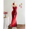 image:imageGORGLITTER Womens Floral Ombre Boho Maxi Dresses Halter Starfish Sunset Vacation Beach Cocktail Fishtail SundressRed