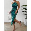 image:imageGORGLITTER Womens Floral Print Halter Midi Dress Summer Mesh Sleeveless Going Out Birthday Vacation Beach SundressesGreen