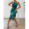 image:imageGORGLITTER Womens Floral Print Halter Midi Dress Summer Mesh Sleeveless Going Out Birthday Vacation Beach SundressesGreen
