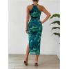 image:imageGORGLITTER Womens Floral Print Halter Midi Dress Summer Mesh Sleeveless Going Out Birthday Vacation Beach SundressesGreen