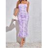 image:imageGORGLITTER Womens Floral Spring Summer Wedding Guest Dress Bridal Shower Cocktail Tea Party Beach Midi Sun Dress 2026Mauve Purple Floral