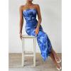 image:imageGORGLITTER Womens Floral Strapless Bodycon Wedding Guest Dress Vacation Summer Birthday Tropical Maxi Long Sun DressesBlue