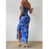 image:imageGORGLITTER Womens Floral Strapless Bodycon Wedding Guest Dress Vacation Summer Birthday Tropical Maxi Long Sun DressesBlue