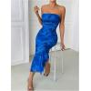 image:imageGORGLITTER Womens Floral Strapless Bodycon Wedding Guest Dress Vacation Summer Birthday Tropical Maxi Long Sun DressesBlue Floral