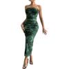 image:imageGORGLITTER Womens Floral Strapless Bodycon Wedding Guest Dress Vacation Summer Birthday Tropical Maxi Long Sun DressesDark Green