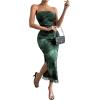 image:imageGORGLITTER Womens Floral Strapless Bodycon Wedding Guest Dress Vacation Summer Birthday Tropical Maxi Long Sun DressesDark Green