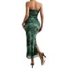 image:imageGORGLITTER Womens Floral Strapless Bodycon Wedding Guest Dress Vacation Summer Birthday Tropical Maxi Long Sun DressesDark Green