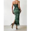 image:imageGORGLITTER Womens Floral Strapless Bodycon Wedding Guest Dress Vacation Summer Birthday Tropical Maxi Long Sun DressesDark Green Floral