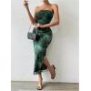 image:imageGORGLITTER Womens Floral Strapless Bodycon Wedding Guest Dress Vacation Summer Birthday Tropical Maxi Long Sun DressesDark Green Floral