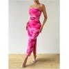 image:imageGORGLITTER Womens Floral Strapless Bodycon Wedding Guest Dress Vacation Summer Birthday Tropical Maxi Long Sun DressesHot Pink