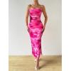 image:imageGORGLITTER Womens Floral Strapless Bodycon Wedding Guest Dress Vacation Summer Birthday Tropical Maxi Long Sun DressesHot Pink Floral