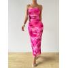 image:imageGORGLITTER Womens Floral Strapless Bodycon Wedding Guest Dress Vacation Summer Birthday Tropical Maxi Long Sun DressesHot Pink Floral