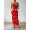 image:imageGORGLITTER Womens Floral Strapless Bodycon Wedding Guest Dress Vacation Summer Birthday Tropical Maxi Long Sun DressesRed Tie Dye