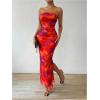 image:imageGORGLITTER Womens Floral Strapless Bodycon Wedding Guest Dress Vacation Summer Birthday Tropical Maxi Long Sun DressesRed Tie Dye