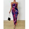 image:imageGORGLITTER Womens Floral Strapless Bodycon Wedding Guest Dress Vacation Summer Birthday Tropical Maxi Long Sun DressesRed Violet